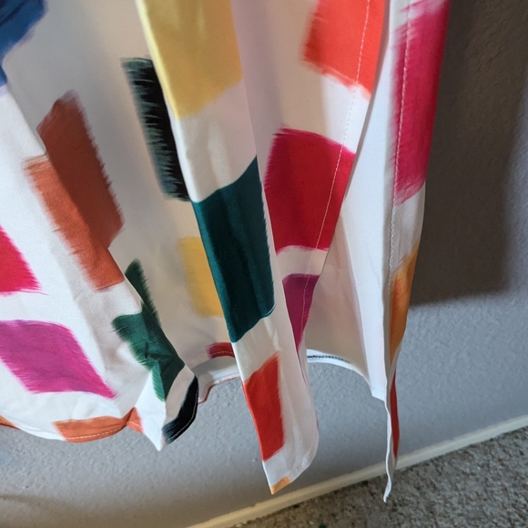 New Long Sleeve Printed Maxi Shift Dress Tunic Style Side Slits Sz.XXL - Picture 8 of 10